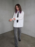 DAXUEN black textured long-sleeved button-up shirt — model photo