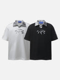 DAXUEN Casual short-sleeve collared top with animal print