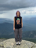 DAXUEN black oversized abstract bird watercolor print top — model photo
