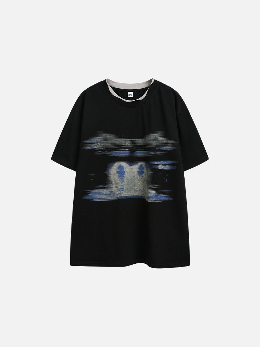 DAXUEN black oversized abstract brushstroke graphic tee