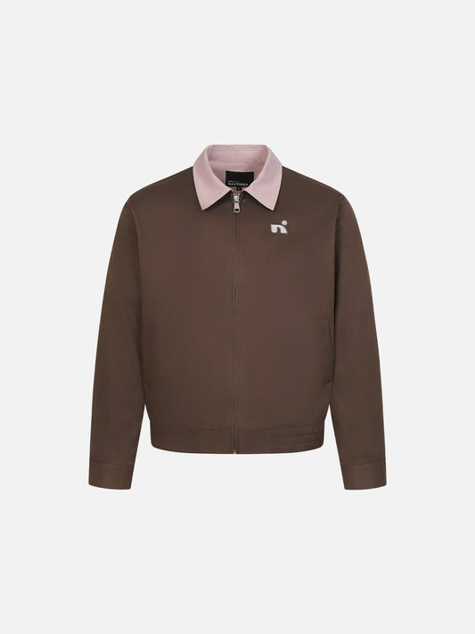 DAXUEN Men's bomber jacket with abstract embroidery and contrast collar
