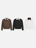 DAXUEN Men's bomber jacket with abstract embroidery and contrast collar