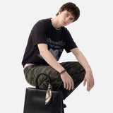 DAXUEN black oversized abstract brushstroke graphic tee
