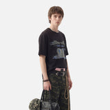 DAXUEN black oversized abstract brushstroke graphic tee