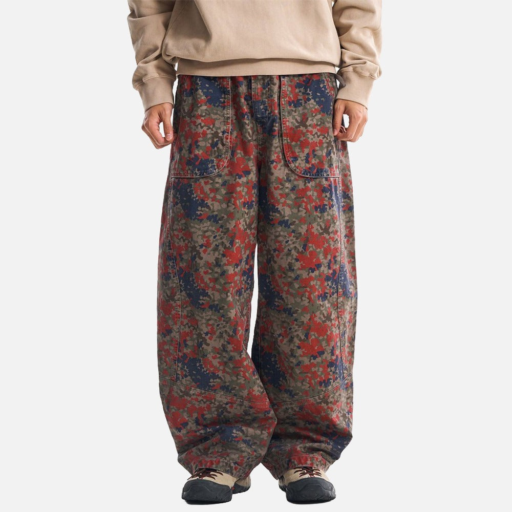 DAXUEN Loose-fitting wide-leg camouflage trousers