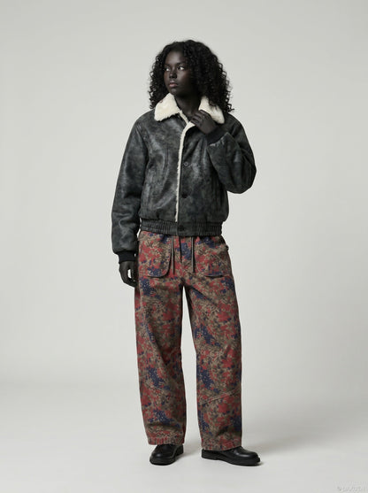 DAXUEN Loose-fitting wide-leg camouflage trousers — model photo