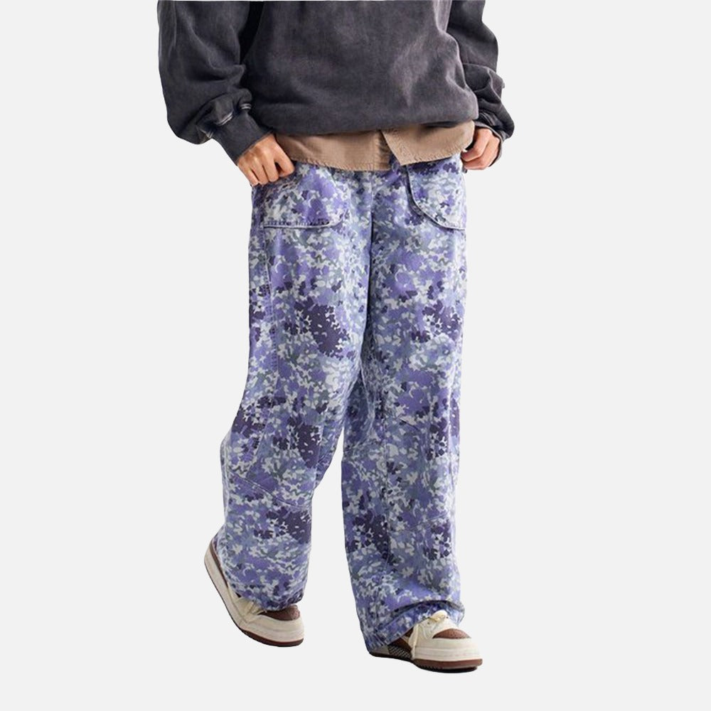 DAXUEN Loose-fitting wide-leg camouflage trousers