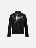 DAXUEN heather grey abstract clef and star graphic long sleeve polo