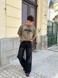 DAXUEN Abstract Cloud Graphic Oversized T-Shirt | DAXUEN — model photo