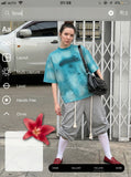 DAXUEN Abstract Cloud Graphic Oversized T-Shirt | DAXUEN — model photo