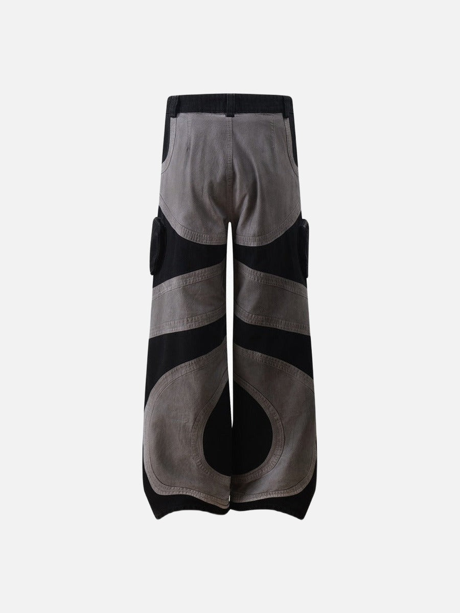 DAXUEN Wide-leg color-block pants with abstract pattern