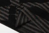 DAXUEN dark grey and black striped abstract graphic long-sleeve t-shirt