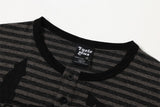 DAXUEN dark grey and black striped abstract graphic long-sleeve t-shirt