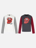 DAXUEN dark grey striped abstract graphic long-sleeve t-shirt