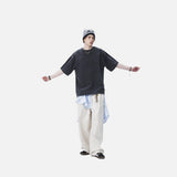 DAXUEN dark charcoal oversized abstract drip print tee