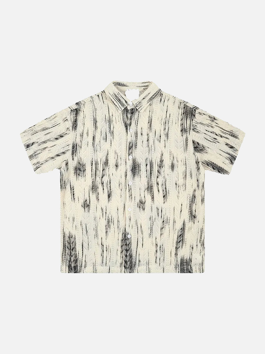 DAXUEN Short-sleeved button-up shirt with abstract print