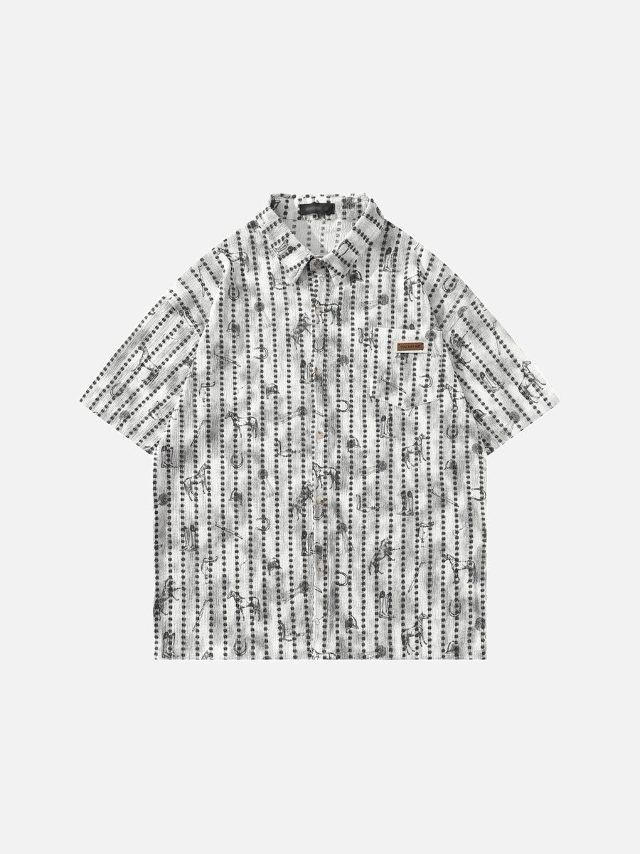 DAXUEN Short-sleeve button-up shirt with abstract graphics