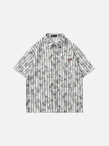 DAXUEN Short-sleeve button-up shirt with abstract graphics