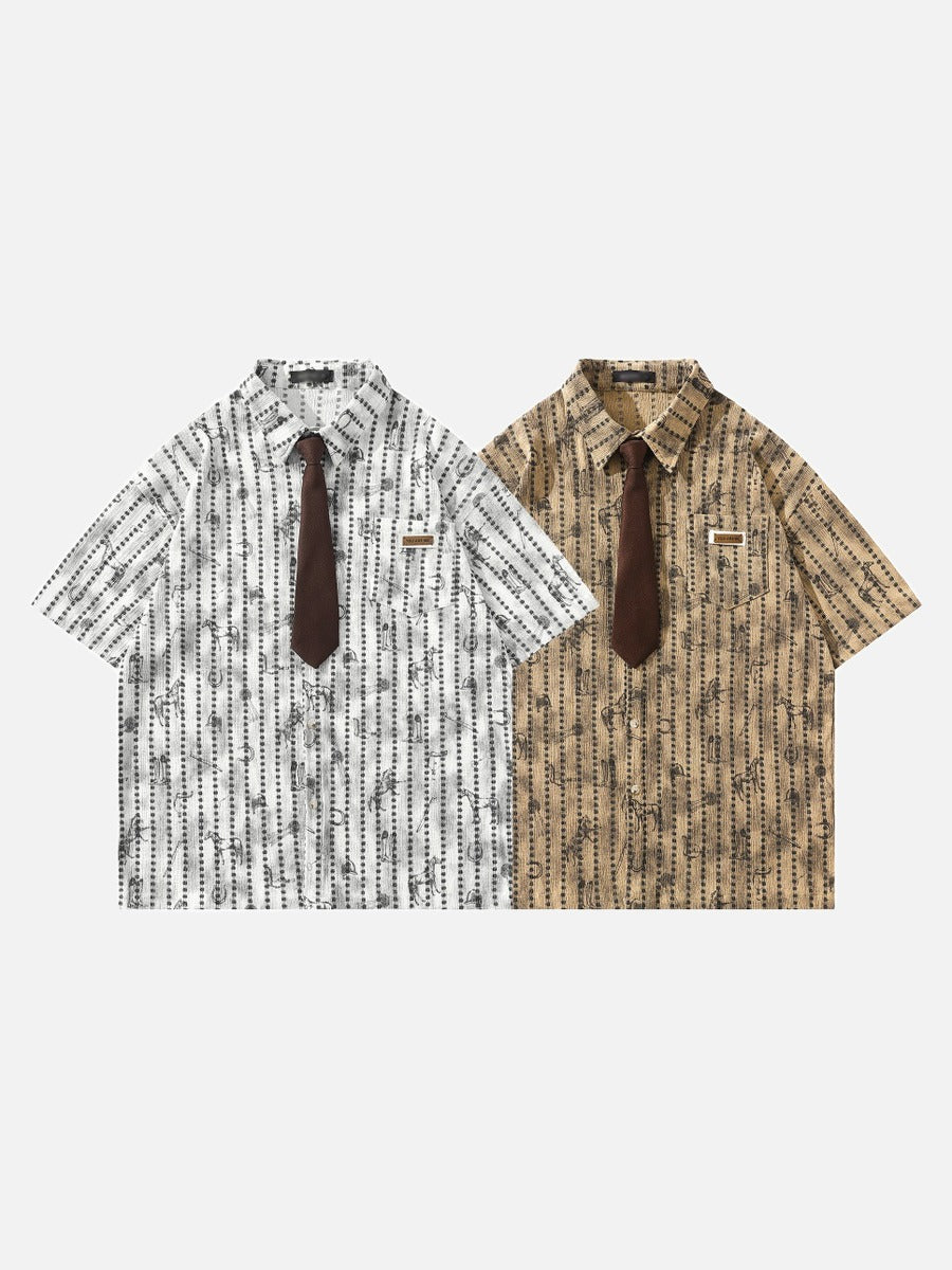 DAXUEN Short-sleeve button-up shirt with abstract graphics