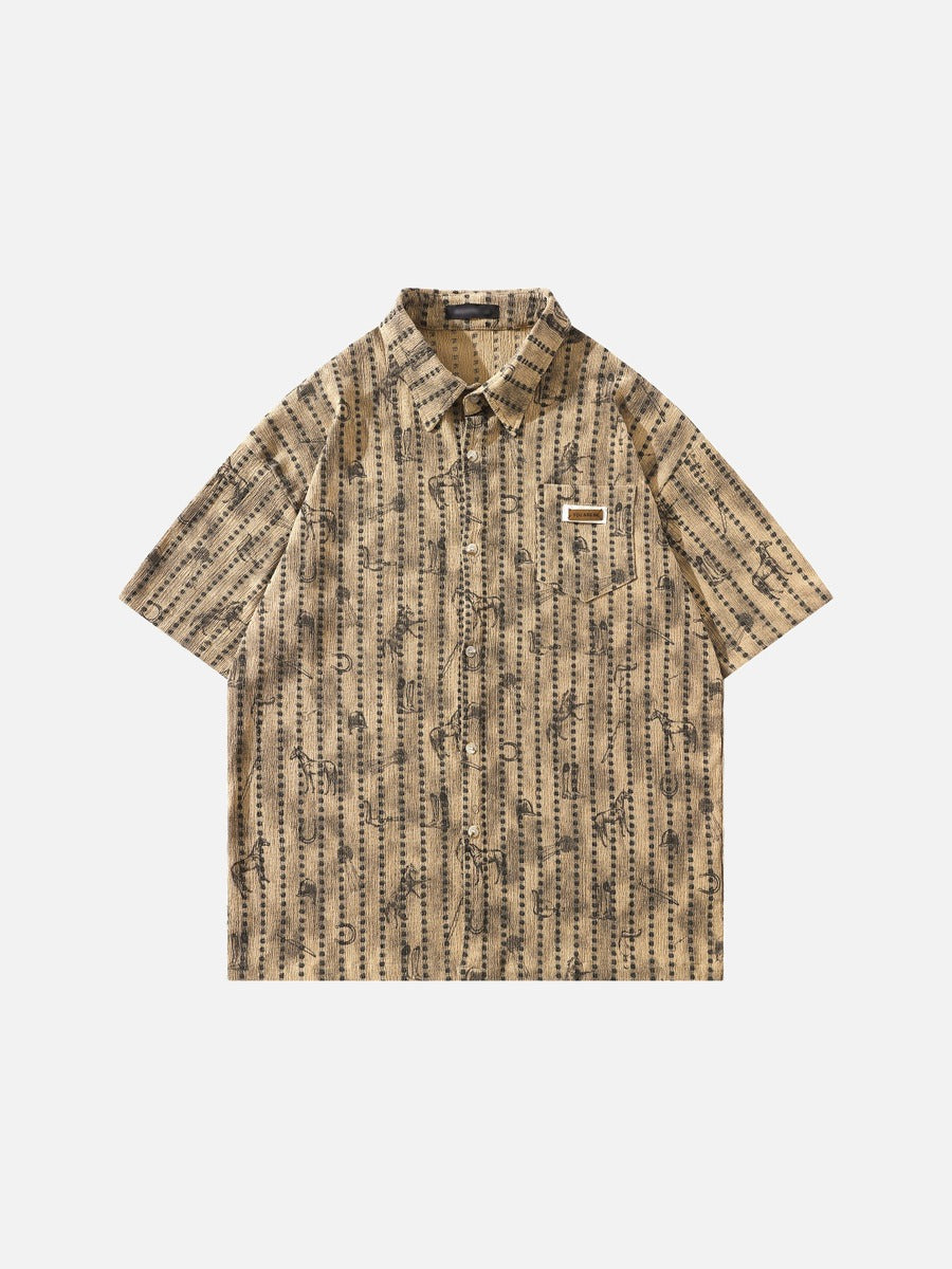DAXUEN Short-sleeve button-up shirt with abstract graphics