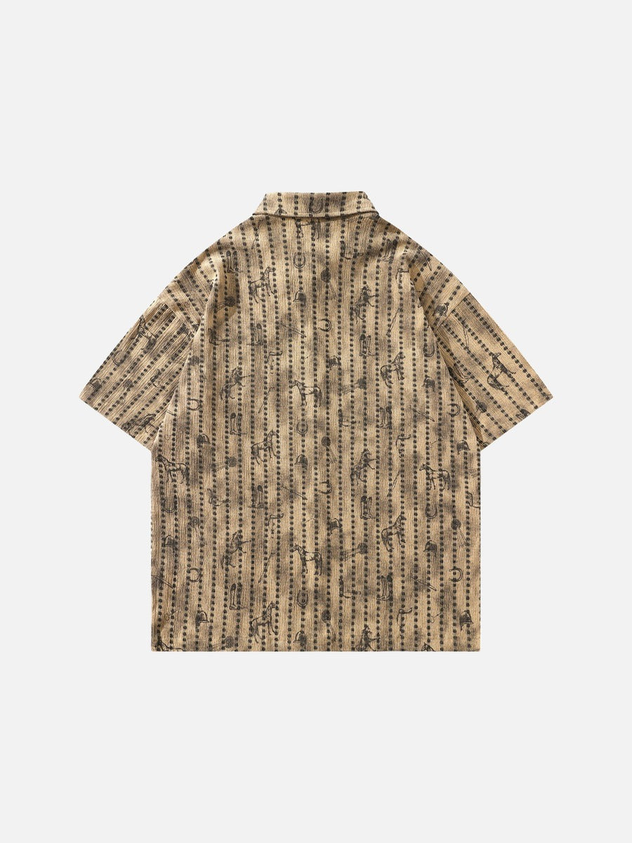 DAXUEN Short-sleeve button-up shirt with abstract graphics