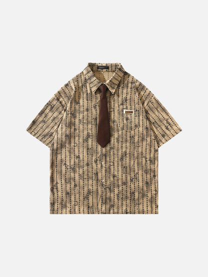 DAXUEN Short-sleeve button-up shirt with abstract graphics