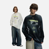 DAXUEN Abstract graphic long sleeve crew-neck top
