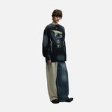 DAXUEN Abstract graphic long sleeve crew-neck top