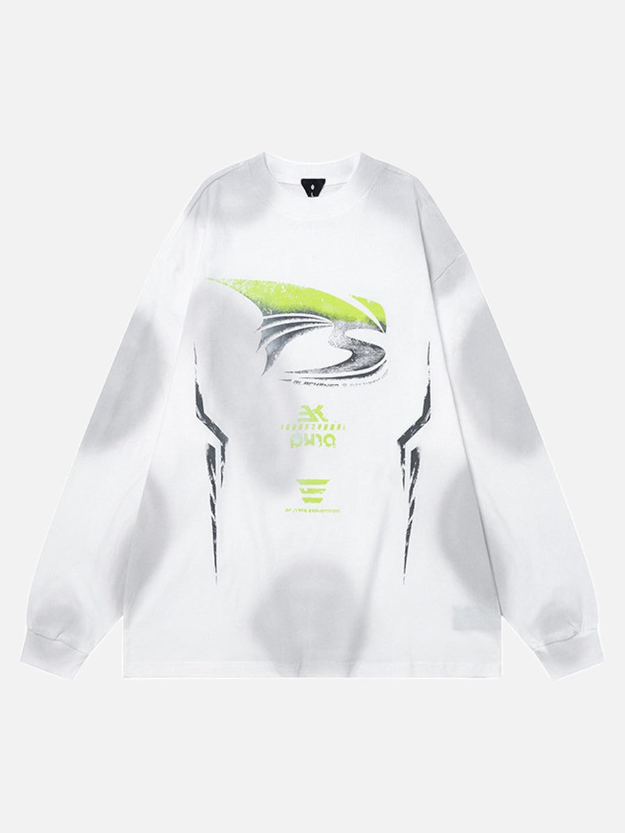 DAXUEN Abstract graphic long sleeve crew-neck top
