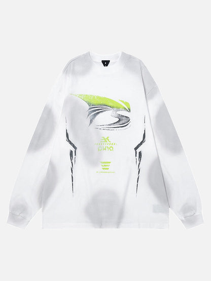 DAXUEN Abstract graphic long sleeve crew-neck top