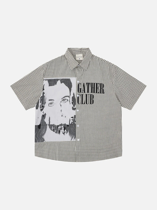 DAXUEN Oversized short-sleeved collared shirt with abstract graphics