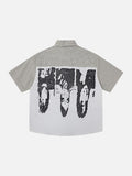 DAXUEN Oversized short-sleeved collared shirt with abstract graphics