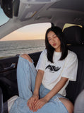 DAXUEN Abstract graphic paint splash short-sleeved T-shirt — model photo