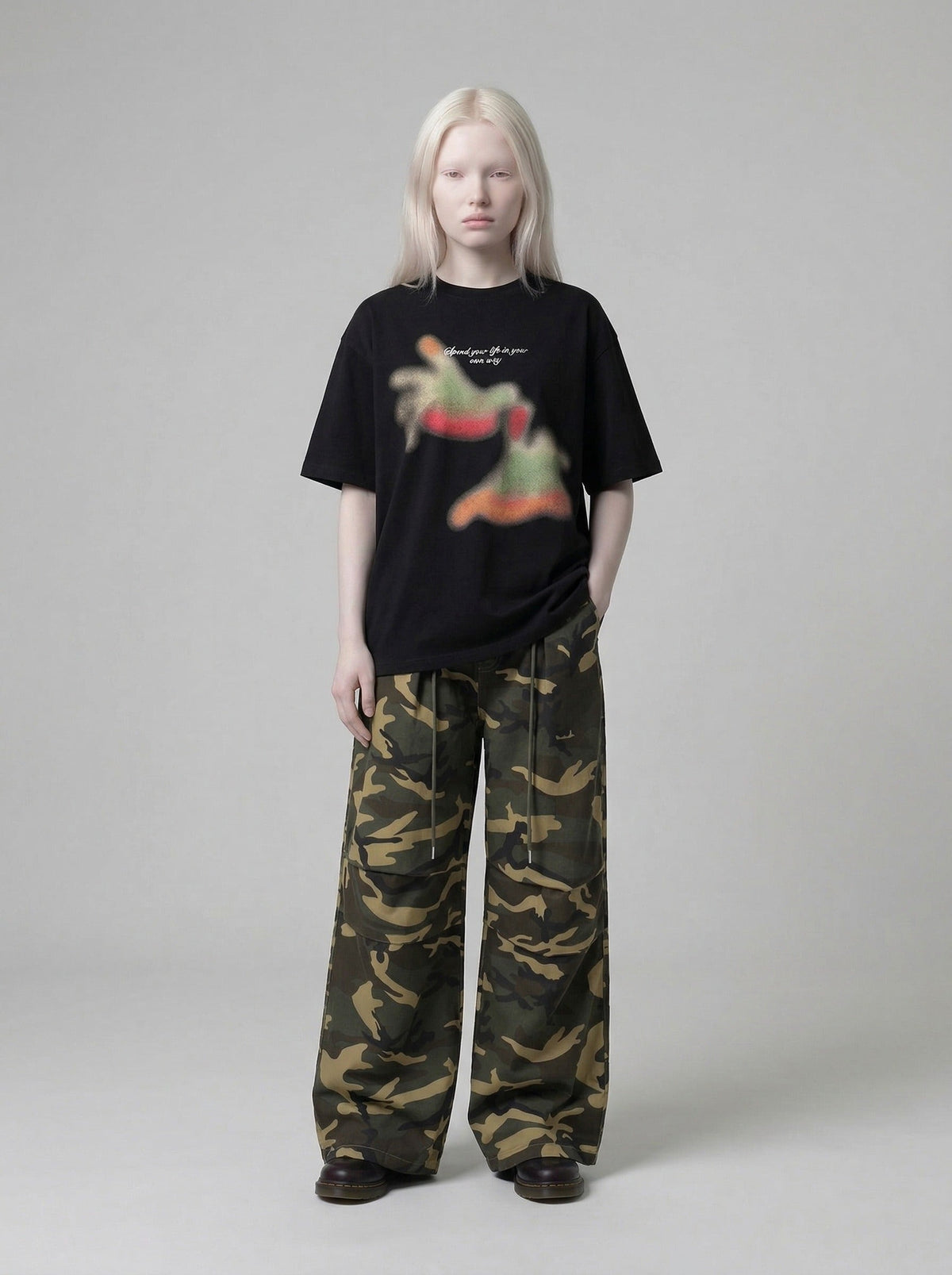 DAXUEN Abstract Graphic Relaxed-Fit T-Shirt — model photo