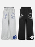 DAXUEN light grey marl wide-leg abstract graphic pants