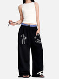 DAXUEN light grey marl wide-leg abstract graphic pants