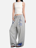 DAXUEN light grey marl wide-leg abstract graphic pants