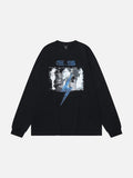 DAXUEN Abstract lightning graphic long sleeve crew neck t-shirt