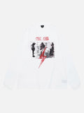 DAXUEN Abstract lightning graphic long sleeve crew neck t-shirt