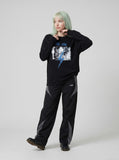 DAXUEN Abstract lightning graphic long sleeve crew neck t-shirt — model photo