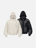 Abstract Mesh Knit Hooded Zip Sweater