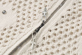 Abstract Mesh Knit Hooded Zip Sweater