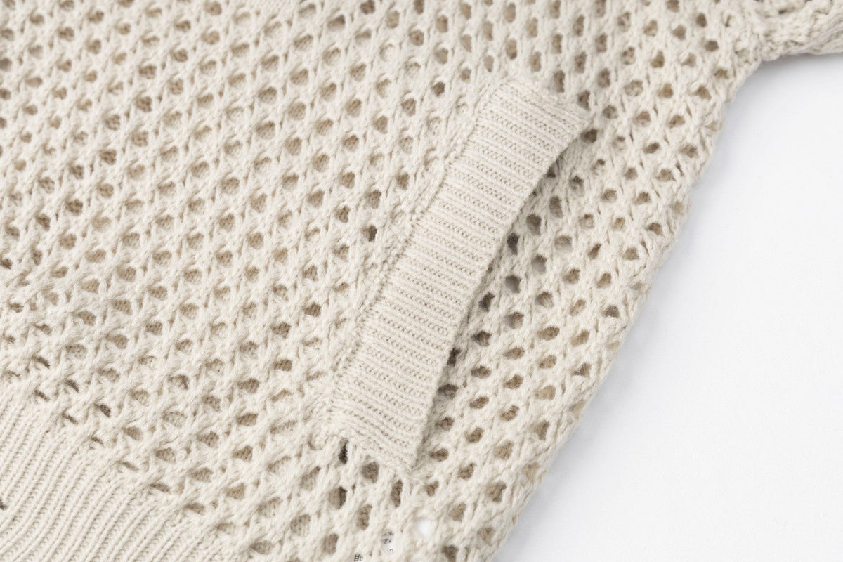 Abstract Mesh Knit Hooded Zip Sweater