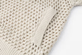 Abstract Mesh Knit Hooded Zip Sweater