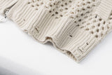 Abstract Mesh Knit Hooded Zip Sweater