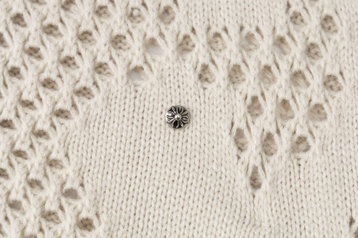 Abstract Mesh Knit Hooded Zip Sweater