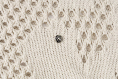 Abstract Mesh Knit Hooded Zip Sweater