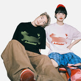 DAXUEN solid color oversized abstract motion graphic t-shirt