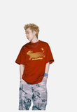 DAXUEN solid color oversized abstract motion graphic t-shirt