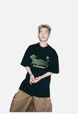 DAXUEN solid color oversized abstract motion graphic t-shirt